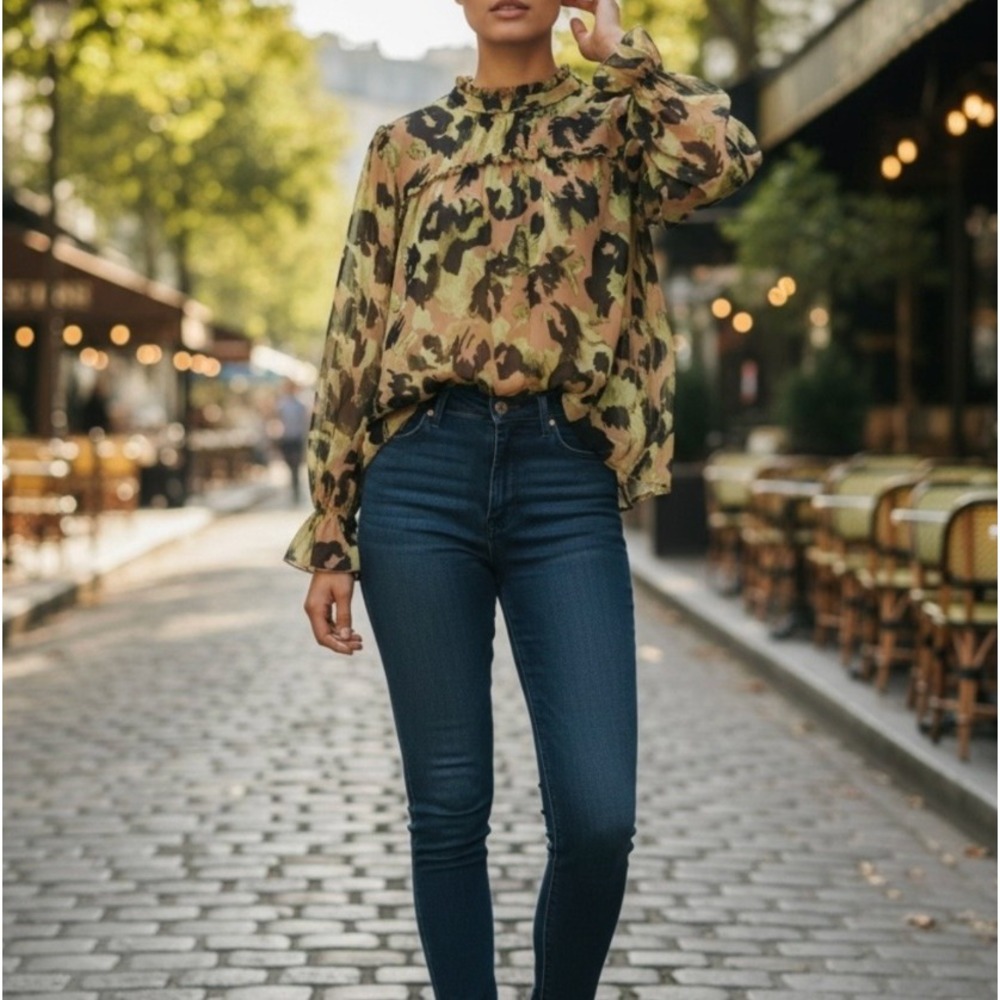 Adyson Parker Tiered Ruffle Printed‎ Blouse 1X